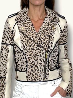 Diane Von Furstenberg Leopard Print Leather Jacket-10